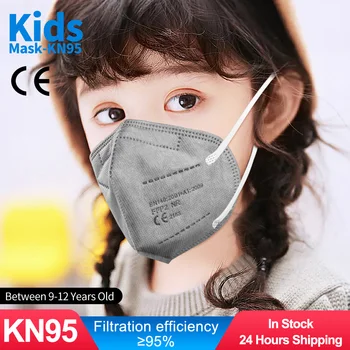 Pilka Mascarillas Vaikai FFP2 veido kaukės KN95 filtras kaukė 5 sluoksnį Kaukės, Respiratorius Daugkartinio naudojimo Apsauginis Veido Kaukė masque tapabocas