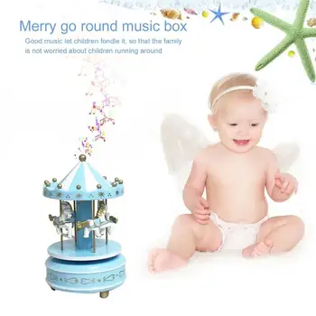 Merry-Go-Round Medinė Muzikinė Dėžutė Žaislas, Vaikas, Vaikų Žaidimo Namų Dekoro Karuselė Arklių Music Box Kalėdų, Vestuvių, Gimtadienio Dovana