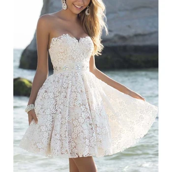 Ordifree 2021 M. Vasarą Moterys Off Pečių Mini Suknelė Baltos Spalvos Nėrinių Trumpas Seksualus Šalis Suknelė