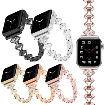Diamond Apyrankės apple watch band Serijos 5 4 3 Nerūdijančio Plieno Dirželis 38mm/40mm/42mm/44mm Diržu, Apple Watch Moterų dirželis