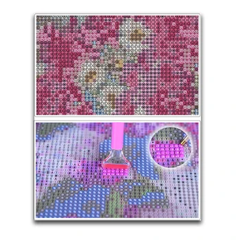 Visiškai Apvalus Deimantas mozaikos gėlių kvadratiniu Diamond tapybos kryželiu medžio 5D 