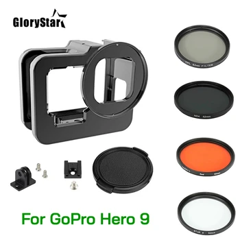 Metalo, Aliuminio Apsauginis Rėmelis Atveju Narve GoPro Hero 9 Juodas 52mm CPL/Raudona/ND4/8/16/Star/10x Macro/Filtras eiti pro 9