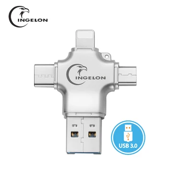 Ingelon Metalo 4 1 SD Card Reader microsd atminties OTG Kortelės adapteris, skirtas 