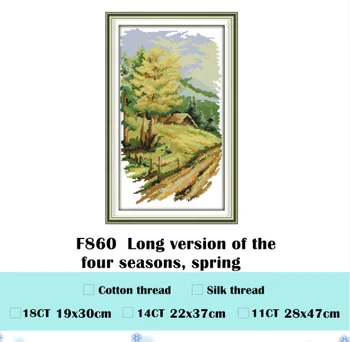 Ilgai versija thefour sezonus kryželiu rinkinys, aida 14ct 11ct skaičius atspausdinta drobė siūlių siuvinėjimui 