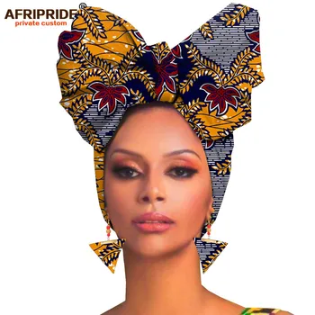 Afrikos headwraps+earings 2 gabalas rinkiniai afrikos moterų galvos skara ankara tradicinių headtie šalikas turbaną AFRIPRIDE A19H007