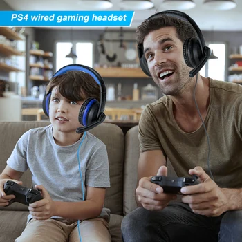 Už PS4 Žaidėjus, Laidinis Ausinių su Mikrofonu Smartfon Žaidimų Ausinės Stereo Muzikos Šalmas Tablet PC Kompiuteris Vaikams Ausinių