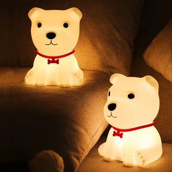 Kawaii LED Nakties Šviesos Jutiklis Šviesos Lampe Šuo Nuotolinio Valdymo 16 Spalvų Stalo Lempa Miegamojo Puošmena Veilleuse Kūdikių Dovanos Vaikams