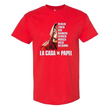 Salvador Dali Juokinga Spausdinti La Casa De Papel Marškinėliai Pinigų Heist Tees TV Serialas Tshirts Vyrams trumpomis Rankovėmis Namas Popierius, T-Shirt