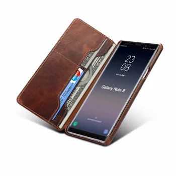 Prabangos Nekilnojamojo natūralios Odos piniginės atveju, jei kortelės turėtojas atvejais, Samsung Galaxy Note9 S9+ S9 PLUS S10 S10plus mobiliojo maišelį dangtis