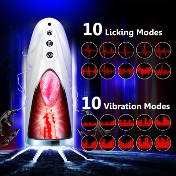 Realus Automatinė Vyrų Masturbator Taurės Patarimas Liežuvio ir Burnos, Makšties Kišenėje Pūlingas Blowjob Stroker Vibracija Oralinio Sekso Žaislas 18+