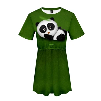 2020 Juokinga Panda 3D Atspausdintas Moterų Aprangos Mada Vasaros trumpomis Rankovėmis Suknelės Mergaičių Atsitiktinis Mados Stilius Streetwear Gyvūnų Drabužiai