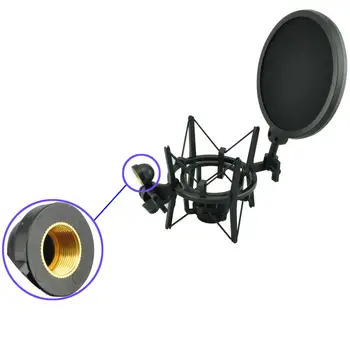 SH-100 Karšto Pardavimo Microphone Mic Profesinės Shock Mount su Pop Shield Filtras Ekranas ilgas sriegis mikrofonas