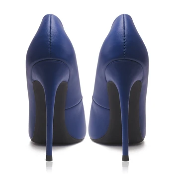 GENSHUO Dizainerio Batus Moteris Mėlynos spalvos Aukštakulnius 12CM Suknelė, Batai Ponios Stiletto Kulno Siurbliai Moterų Batų Chaussures Femme Dydis 5-12