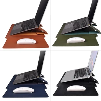 Universalus Nešiojamojo kompiuterio Krepšys Case for Macbook Air Pro PU Odos 13/14 colių Nešiojamojo kompiuterio Dangtį Nešiojamas Rankovėmis Maišelį su Stovu Pelės Mygtukai