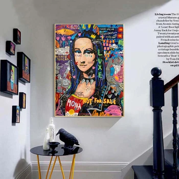 Juokinga Mona Lisa Gatvės Grafiti Menas, Plakatų ir grafikos Paveikslai Tapyba ant Sienos Meno Nuotrauką Kambarį Dekoro Neįrėminti
