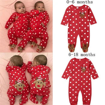 2020 Naują kalėdų kūdikis berniukas mergaičių romper ilgomis rankovėmis kūdikiams naujagimiui laišką romper pirmasis kūdikių drabužiai raudona