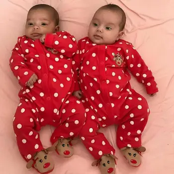2020 Naują kalėdų kūdikis berniukas mergaičių romper ilgomis rankovėmis kūdikiams naujagimiui laišką romper pirmasis kūdikių drabužiai raudona