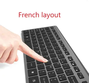 Prancūzija išdėstymas Belaidė Klaviatūra ir Pelė Combo - viso Dydžio Plonas Plonas su Skaitiniais AZERTYU Klaviatūra su įmontuota Baterija