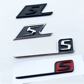 Blizgus Juodas Raudonas Sidabras S Badge Mercedes Benz AMG SAMG E63S C63S GLC63S GLE63S Emblema Automobilių Stilius Kamieno Refitting Lipdukas
