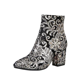 MORAZORA Aukštos kokybės Siuvinėti moterų batai storio aukšti kulniukai rudens-žiemos batai, avalynės mados ponios batai batai
