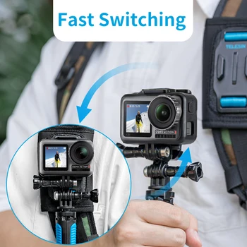 TELESIN Kuprinė Diržas per Petį doulbe vadovauja J kablys + mini selfie stick GoPro Hero 8 7 6 5 4 OSMO VEIKSMŲ fotoaparato priedai