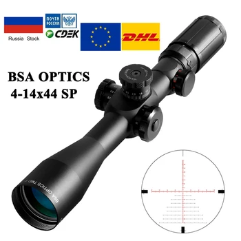 BSA OPTICS sažs disfunkcijos 4-14X44 FFP Medžioklės Riflescope Optika taikymo Sritis Stiklo Mil Dot Tinklelis Medžioklės taikymo Sritis Snaiperis Sritį Tactical Rifle