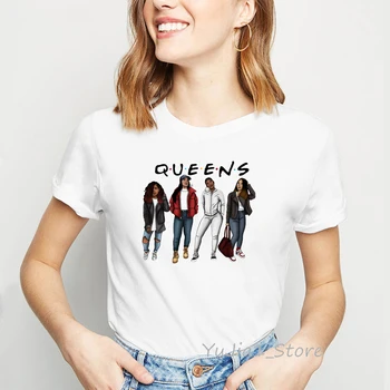 Melanino karalienė marškinėliai moterims juoda mergaičių draugai marškinėlius femme vasaros 2020 balta moterų grafinis tees punk hip-hop t shirts