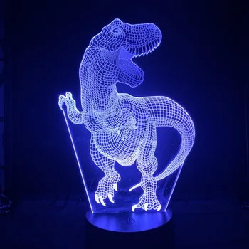 Ryškus Tyrannosaurus Anime 3d Šviesos Vaikams Daugiaspalvis LED 3d Stalo Lempa Naktį Šviesos, Miegamojo Namų Dekoro Naujųjų Metų Dovana