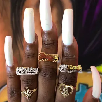 2020 Nauja Asmenybė, Hip-Hop Žiedas Moterims Užsakymą Pavadinimas Žiedas, skirtas moterims, vyrams, Aukso Mados Punk Laišką Žiedas GiftCustom papuošalai