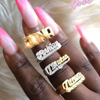 2020 Nauja Asmenybė, Hip-Hop Žiedas Moterims Užsakymą Pavadinimas Žiedas, skirtas moterims, vyrams, Aukso Mados Punk Laišką Žiedas GiftCustom papuošalai
