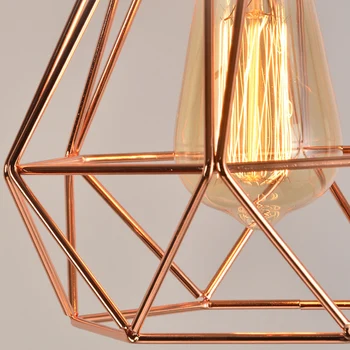 Modernus Nordic metalo LED pakabukas lempa, Pramonės derliaus apkalos rose gold 