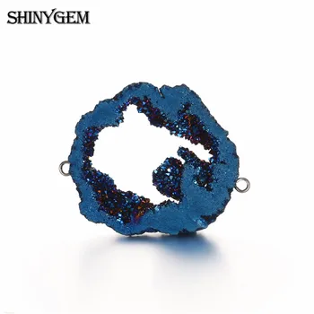ShinyGem 30-45mm Nereguliarus Fizinis Kristalų Druzy Jungtis Pakabukai Mineralų Geode Gem Akmens Pakabukas 