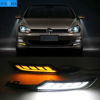 LED DRL Šviesos važiavimui Dieną Automobilių Reikmenys ABS 12V Priešrūkinio Žibinto dangtelis VW Volkswagen Golf 7 2013 2016