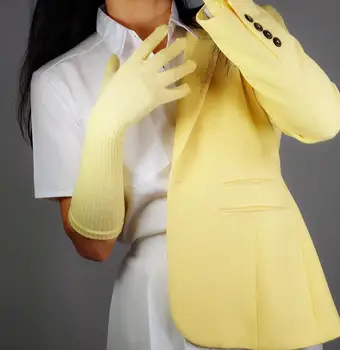 Moterų rudens žiemos vilnos megzti elastinga pirštinės lady geltona spalva veiklos efektyvumą šokių ilgas šiltas vairavimo pirštinės 40cm R2779