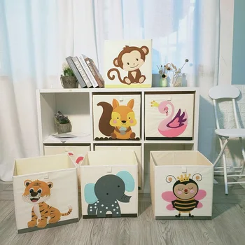 Kubas Animacinių filmų Gyvūnų žaislų saugojimo Dėžutė Lankstymo Saugojimo Dėžės Spinta stalčių organizatorius drabužių saugojimo krepšys vaikams, žaislai organizatorius