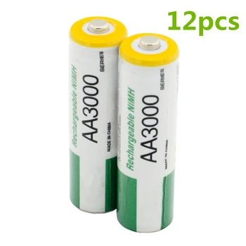12pcs/daug Didelės talpos 3000mAh 1.2 V AA įkraunamos baterijos vaikų žaislai AA NiMH įkraunamos baterijos
