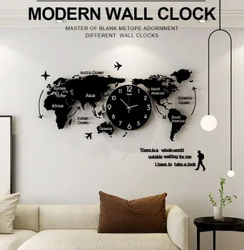 Didesnių Pasaulio Žemėlapyje Medienos Kūrybos Laikrodis Modernus Dizainas 