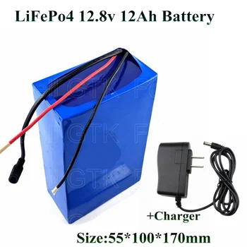 Lifepo4 12v 12Ah baterija 4s 12.8 v lifepo BMS 15A 10ah už 100w 150w kamera, Led blykstė, šviesos, saulės elektrinių įrankių + 14.6 v Kroviklis 1A