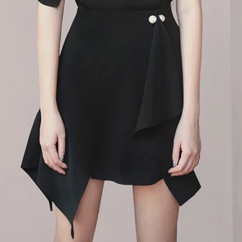 Max Spri 2019 Naujas Mados Šalis Stiliaus Moterų Suknelė Kieto Juoda Vieną Petį Su Diržo Asimetriškas Hem Mini Šalis Suknelė