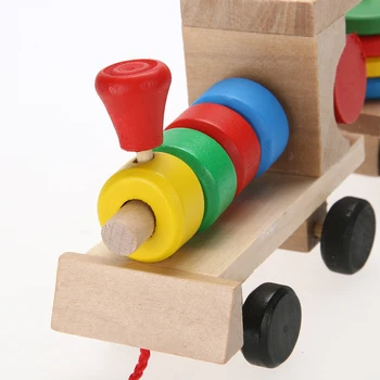 Vaikams Mokomieji Montessori Mediniai Krovimas Traukinių Transporto Priemonės Blokai Geometrinis Asamblėjos Atitikimo Pažinimo Blokai Žaislai