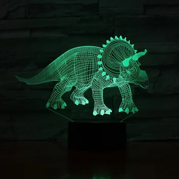 Karšto 3D LED Žolėdžių Dinozaurų Lempos Naujovė Iliuzija Naktį Lempa LED 7 Spalvų Kaita luminaria Gimtadienio, Kalėdų Vakarėlį Dovana 1021