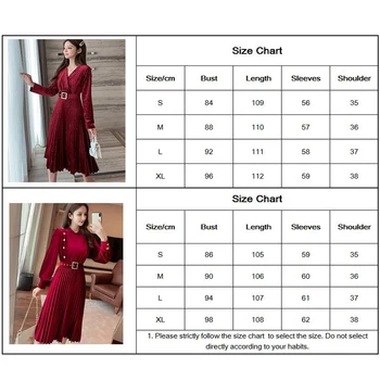 Elegantiškas Žiemos Aksomo Suknelė Moterims, Plisuotos Diržas V-Kaklo, Ilgomis Rankovėmis Rudens Prancūzijos Derliaus Juoda Raudona Mėlyna Blauzdos Ilgis Suknelės 2020 M.