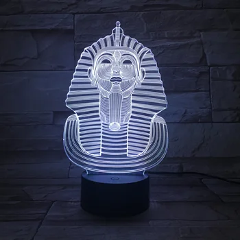 Egipto Faraonas 3D LED Lemputė Lempos Spalvinga Keitimas Touch Control Stalo Juostoje Namuose Apšvietimas, Dekoro Knygos Šviesa