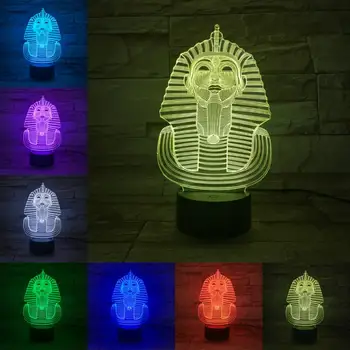 Egipto Faraonas 3D LED Lemputė Lempos Spalvinga Keitimas Touch Control Stalo Juostoje Namuose Apšvietimas, Dekoro Knygos Šviesa