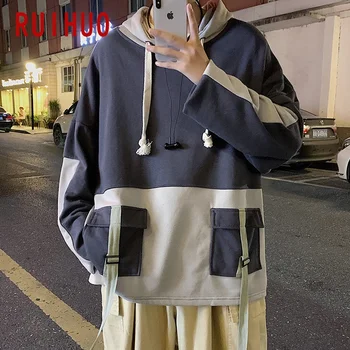 RUIHUO Safari Stilių Kratinys Vyras Hoodies Vyrų Megztinis su Gobtuvu Palaidinės Japonijos Streetwear Hip-Hop M-2XL 2021 m. Pavasarį