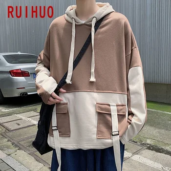 RUIHUO Safari Stilių Kratinys Vyras Hoodies Vyrų Megztinis su Gobtuvu Palaidinės Japonijos Streetwear Hip-Hop M-2XL 2021 m. Pavasarį
