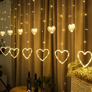 LED pasakų šviesos eilutę užuolaidų žibintai meilės formos 220V ES Plug Kalėdų gyvenamasis kambarys miegamojo užuolaidos apšvietimas