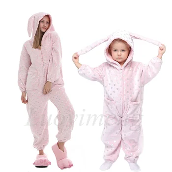Suaugusių Gyvūnų Pižama Moterų Vienaragis Sleepwear Kostiumas Onesie Kigurumi Triušis Pižamos Rinkiniai Vaikams Anime Darbo Drabužiai Žiemos Panda Nightie