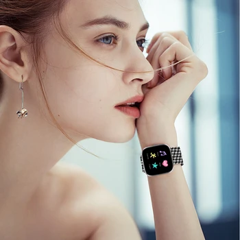 Juostos Fitbit Versa 2/Fitbit Atvirkščiai Lite Kvėpuojantis Audinys Dirželio Pakeitimo Apyrankės už Fitbit Atvirkščiai Smart Žiūrėti