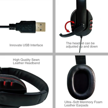 Universalus Laidinio Professional Studio Ausines, USB Laidinio Ausinės Reguliuojamas garso Valdymas Ausinių Su Mikrofonu Per Ausį